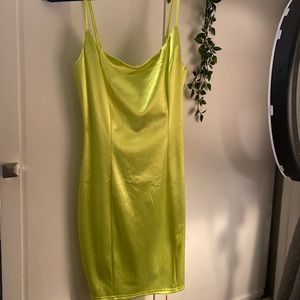lime neon body con dress